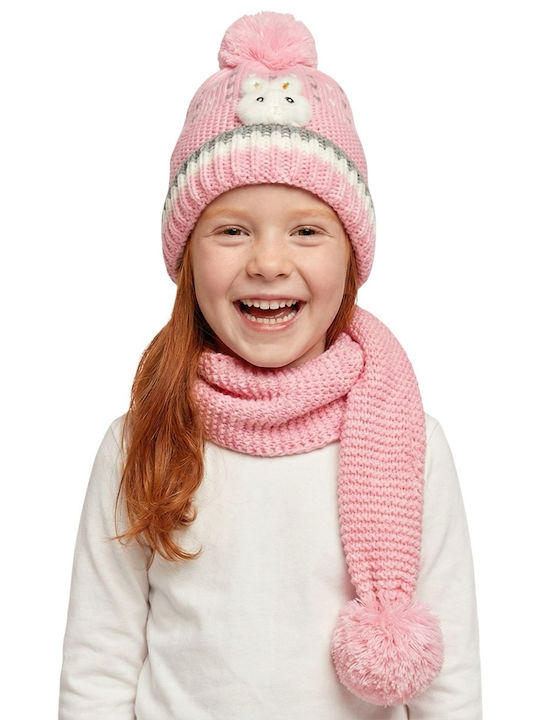 Kinder Mütze Set Gestrickt Rosa
