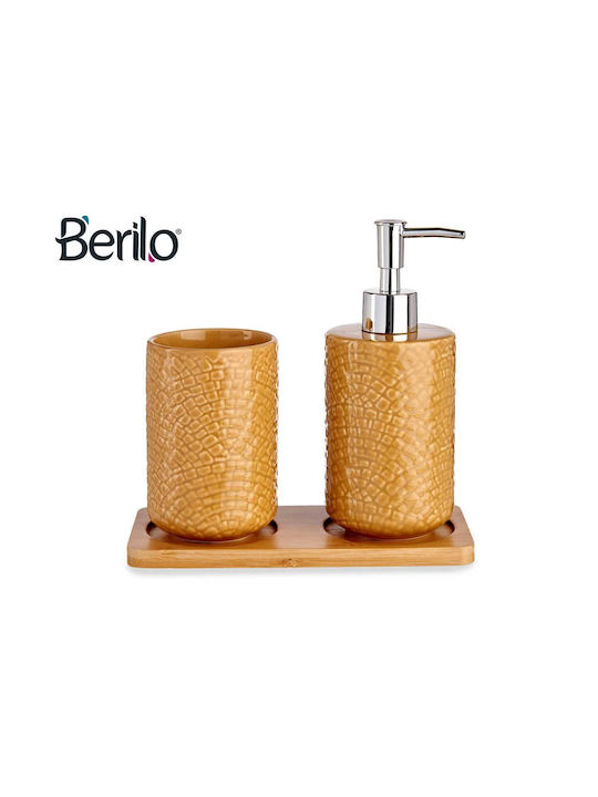 Berilo Badezimmer-Accessoire-Set Keramik Braun 2Stück
