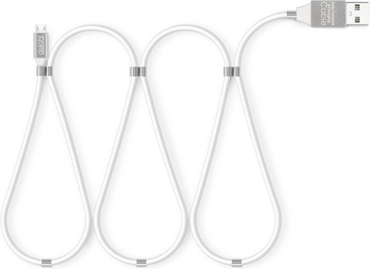 Delight Магнитен USB 2.0 до микро USB кабел Бял 1.2м 1бр