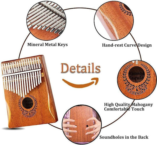 Kalimba Electrică 17 Note Instrument Muzical Husă de Depozitare Cablu Jack 6mm Adaptor Ciocănel de Acordaj Fabricat din Lemn