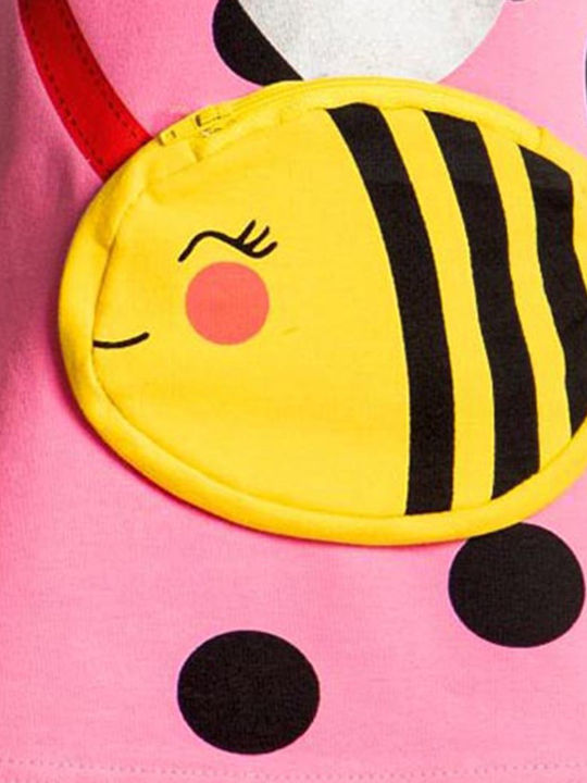 Be The Cute Bee Παιδικό Φόρεμα Κοντομάνικο Πουά Ροζ