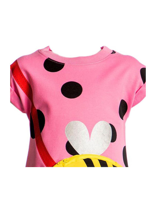 Be The Cute Bee Παιδικό Φόρεμα Κοντομάνικο Πουά Ροζ
