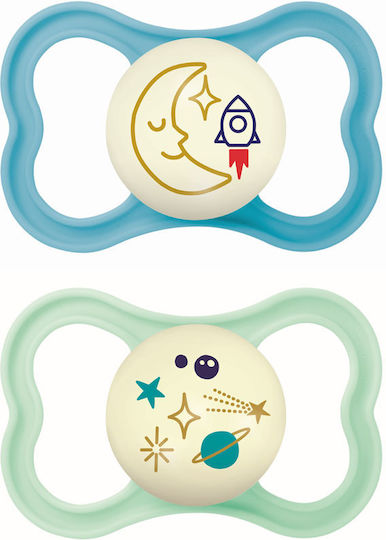 Mam Pacifiers Silicone Night Light Blue-Blue for 16+ months 2pcs