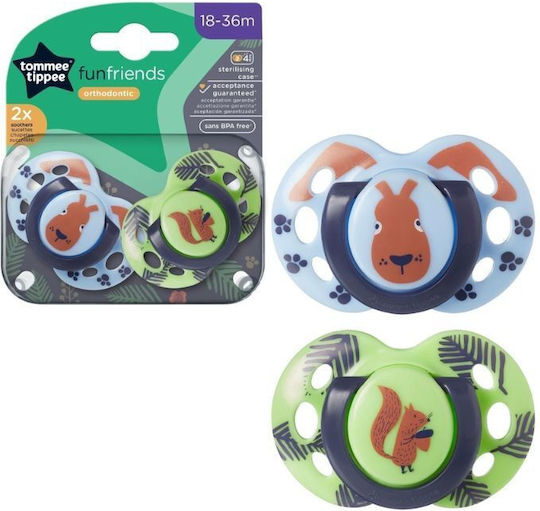 Tommee Tippee Fun Orthodontic Pacifiers Silicone Orange / Yellow for 18-36 months 2pcs