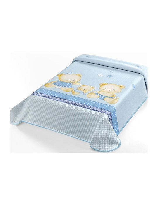 Belpla Blanket Spanish Cot Velvet Light Blue Sky Blue 110x140cm