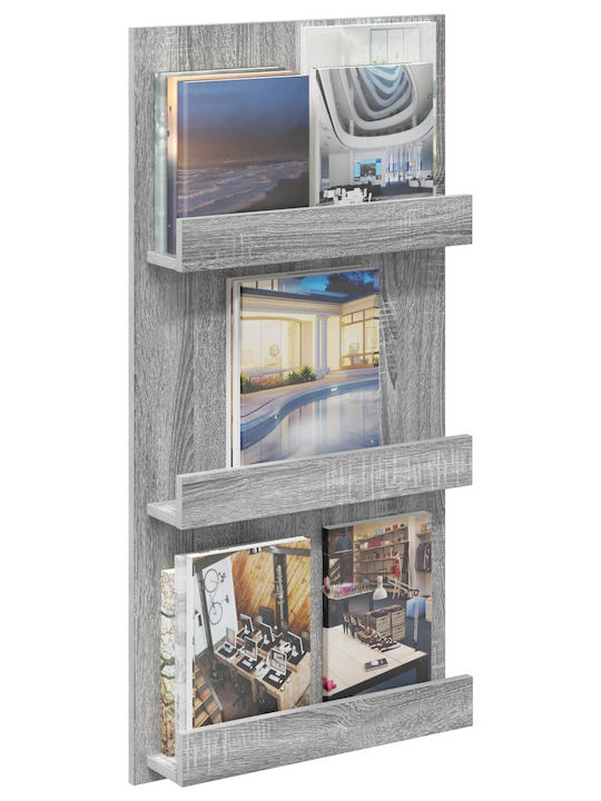 vidaXL PU Magazine Rack Gray 51x11x102cm