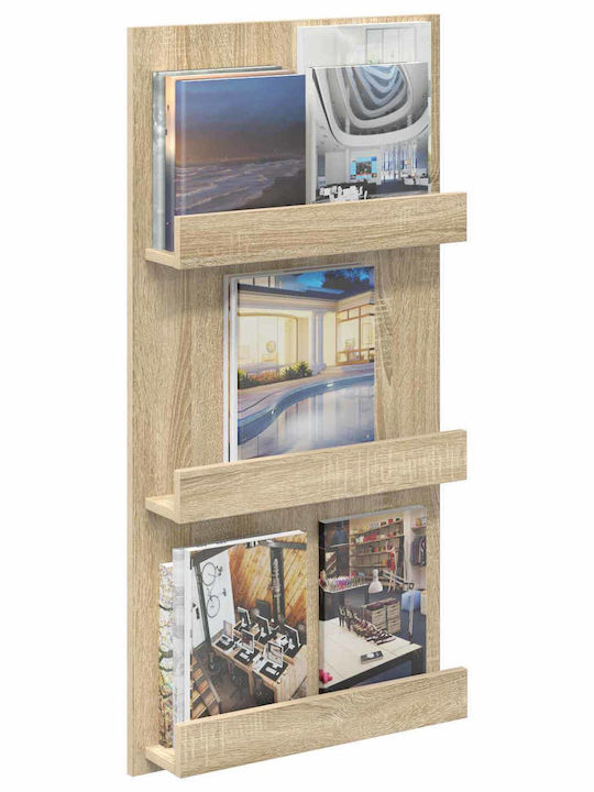 vidaXL PU Magazine Rack Brown 51x11x102cm