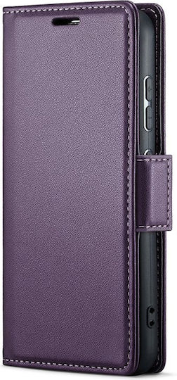 Husă Oppo Reno 14 Erbord Glossy Litchi Tip Portofel Rabatabil Mov