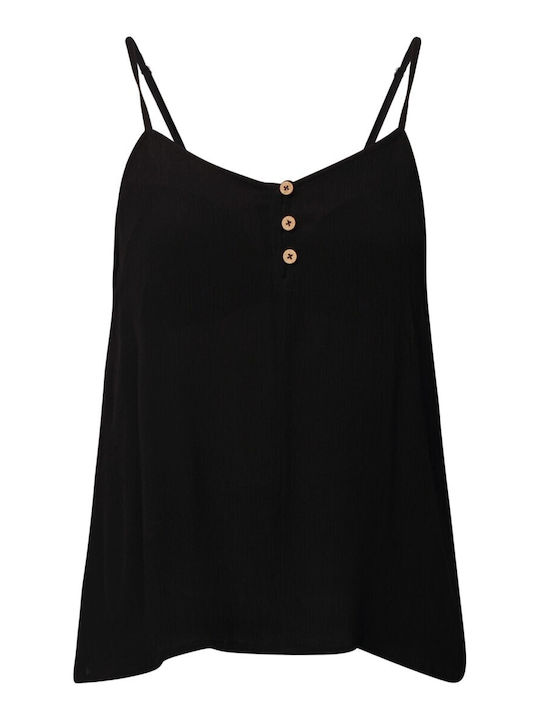 FBL007-11617 Women's Athletic Blouse with Straps with V Neckline Black