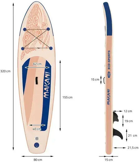 ECD Germany Makani Gonflabilă Placă SUP cu Lungime 3.2m Portocaliu