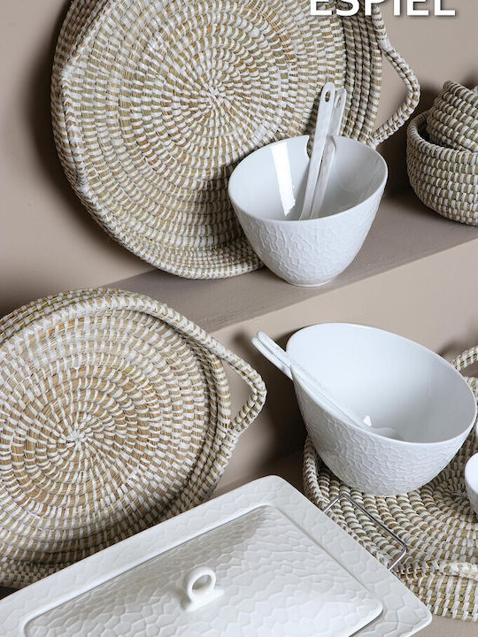 Espiel Wicker Round Decorative Tray 35x35x4cm 2pcs