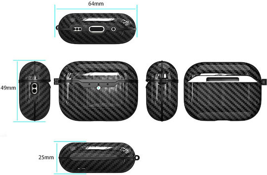 Θήκη Airpods Pro 3 Υφή Ανθρακονήματα Καραμπίνερ Μαύρη