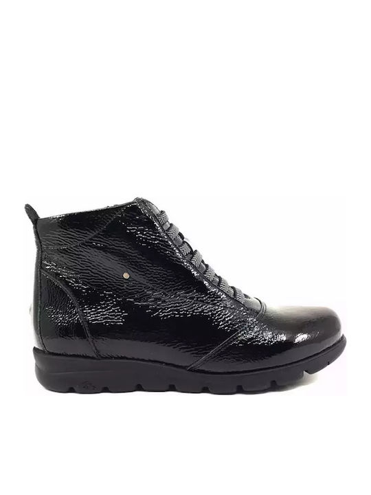 Leder Stiefeletten Damen Schwarz