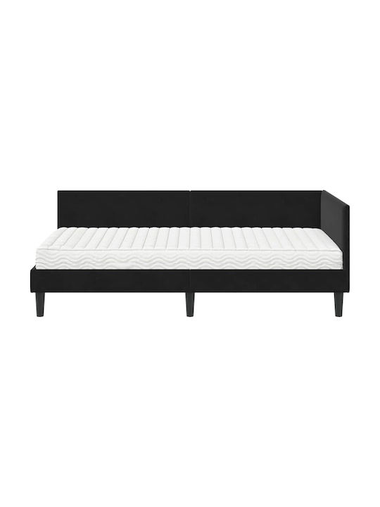 Einzelbett Mit Samt Schwarze Mit Lattenrost & Matratze 94x200cm