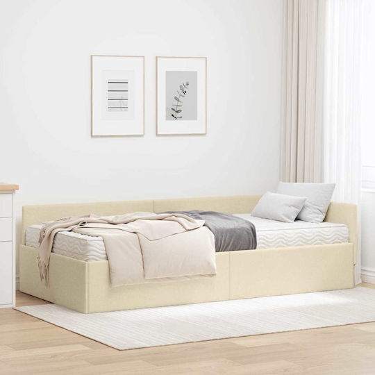 Einzelbett Cremé mit Lattenrost & Matratze 94x190cm