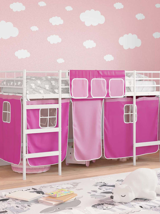 Pat pentru Copii Loft Bed Single Alb pentru Saltea 90x190cm