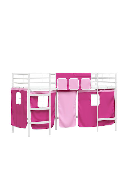Pat pentru Copii Loft Bed Single Alb pentru Saltea 90x190cm