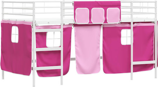 Pat pentru Copii Loft Bed Single Alb pentru Saltea 80x200cm