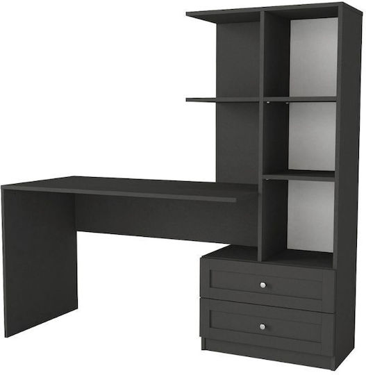 Schreibtisch Mantra Holz mit Bücherregal Charcoal 150x60x152cm