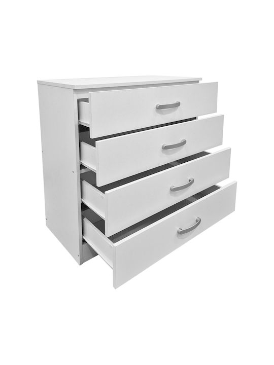 Athos Wooden & Metallic Chest of Drawers White 80x40x79cm