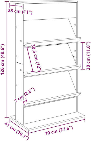 vidaXL Zeitschriftenständer Weiß 70x41x126cm 1Stück