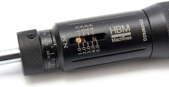 HBM Machines Niveluri Cheie dinamometrică Caroiaj 1/4" Cuplu 1-5 Nm cu Lungimea 15buc