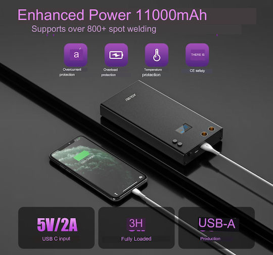 Aparat Portabil de Sudură prin Puncte Baterie 11000 mAh Ecran LCD 70 Viteze Reglabile Bandă de Nichel 10 m Funcție Power Bank Pentru Lipit Baterii