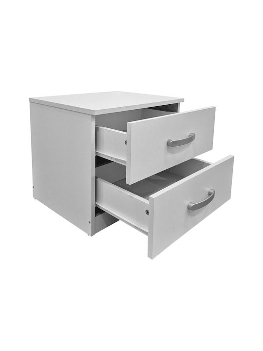 Bedside Table Athos Wooden With Metal Legs White 48x40x41.5cm