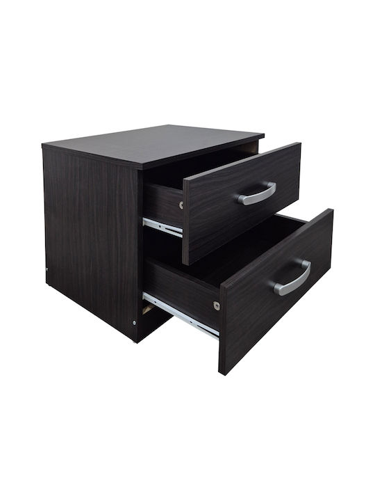 Bedside Table Athos Wooden With Metal Legs Brown 48x40x41.5cm