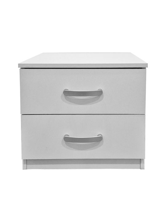 Bedside Table Athos Wooden With Metal Legs White 48x40x41.5cm