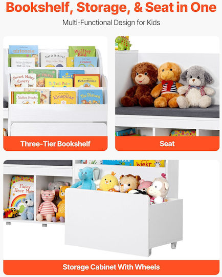 Vevor Toy Storage System made of Wood White 40x40x80cm 1pcs