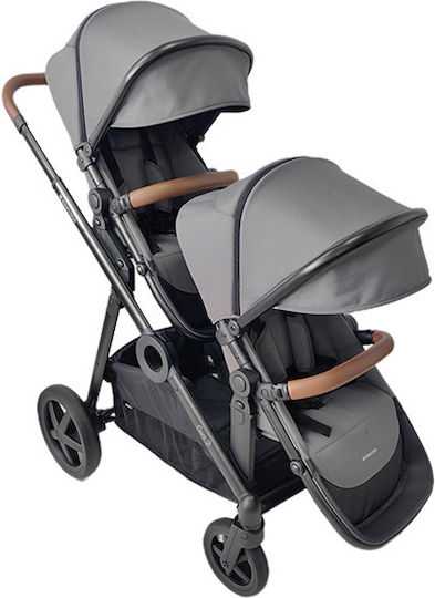 Kikka Boo GO2 Adjustable Double Stroller Suitable for Newborn Black (+i trail)