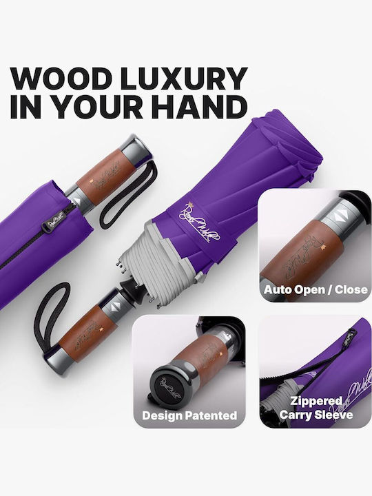 Royal Walk Windproof Automatic Umbrella Compact Purple