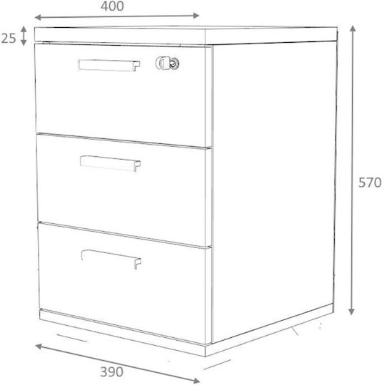 Schublade Büro Ανθρακί - Φυσικό Οξιάς 39x40x57cm