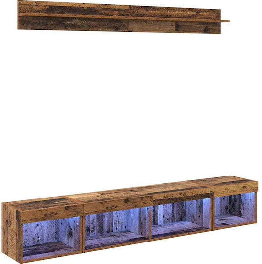 Living Room TV Unit with Lighting Old Wood L40xW30xH30cm