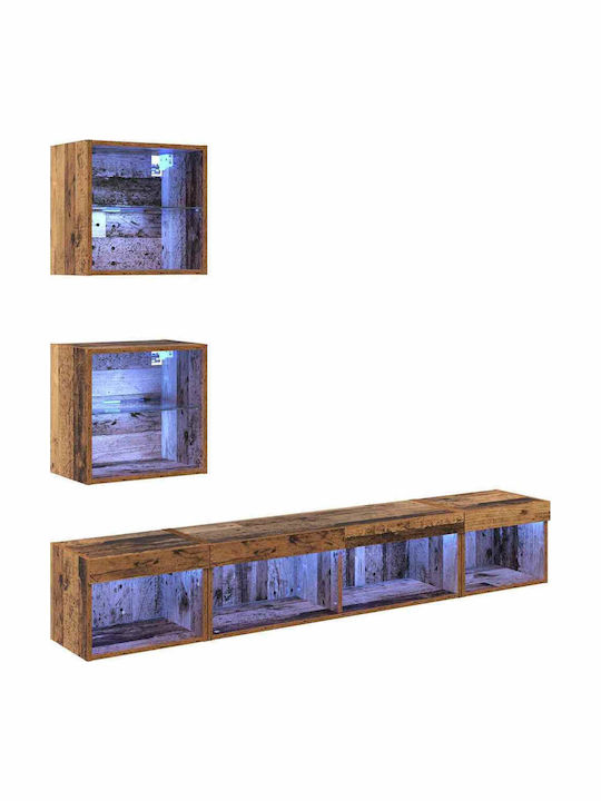 Wohnzimmer TV-Einheit Coffee mit Vitrine & Beleuchtung L100xB30xH30cm