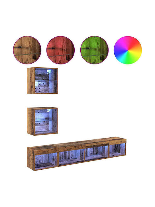 Wohnzimmer TV-Einheit Coffee mit Vitrine & Beleuchtung L100xB30xH30cm