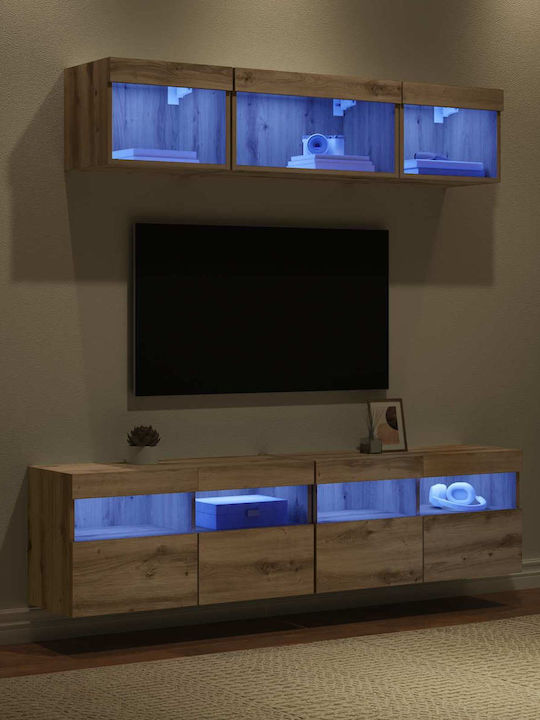 Wohnzimmer TV-Einheit Artisan Oak mit Beleuchtung L80xB30xH40cm