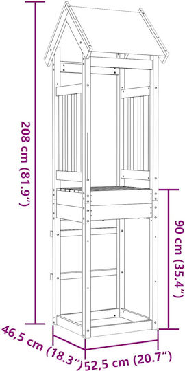 vidaXL Holzturm 52.5x46.5x208cm. Braun