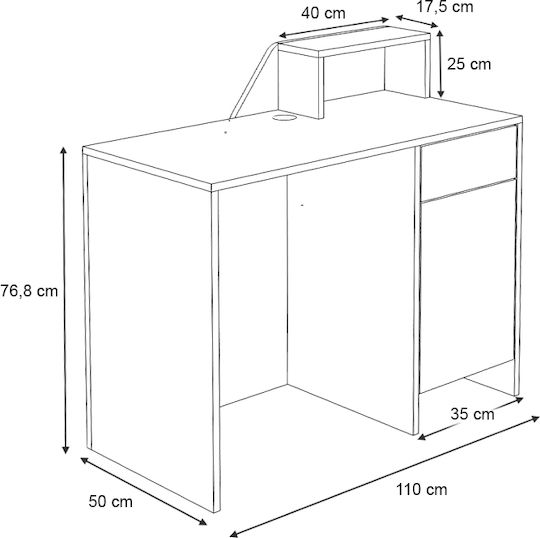 Megapap Επαγγελματικό Γραφείο Υποδοχής Π110xΒ50xΥ101.8cm με Ντουλάπι