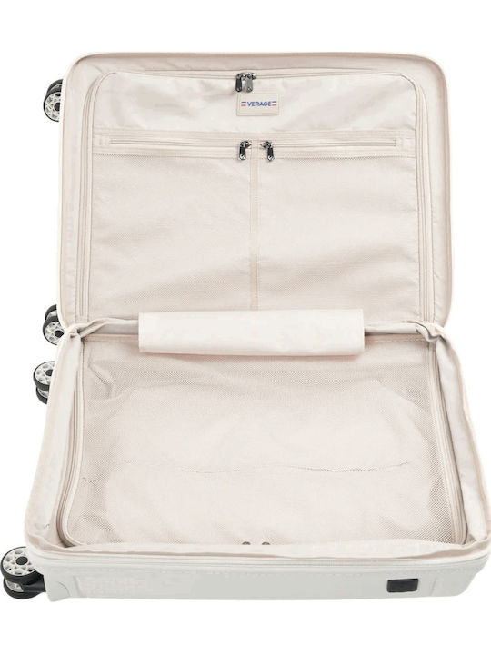 Verage Medium Travel Suitcase Hard White with 4 Wheels Height 67cm
