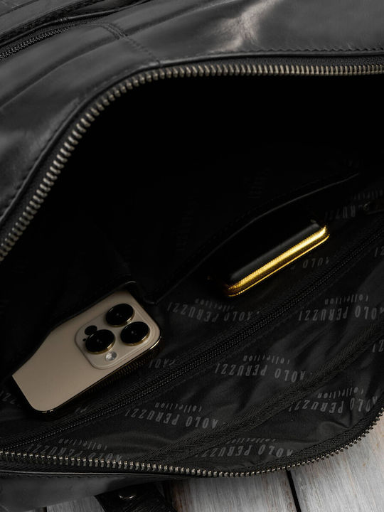 Leder Herrentasche Schulter / Crossbody Schwarz