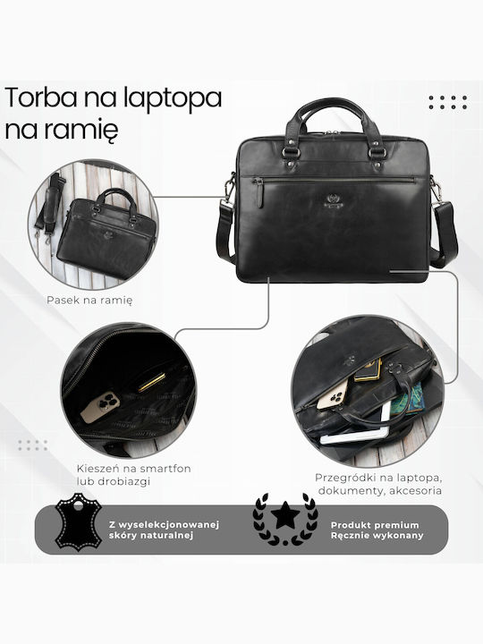 Leder Herrentasche Schulter / Crossbody Schwarz