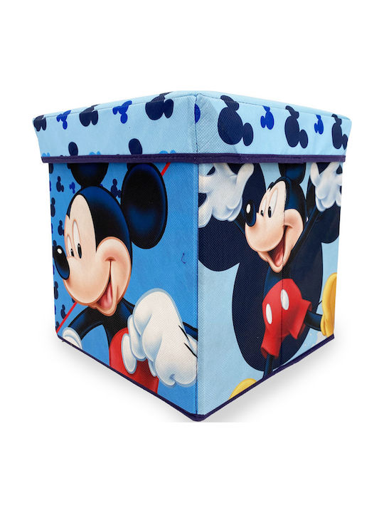 Disney Children's Stool with Storage Space made of Fabric Mickey Light Blue 30x30x30cm 1pcs