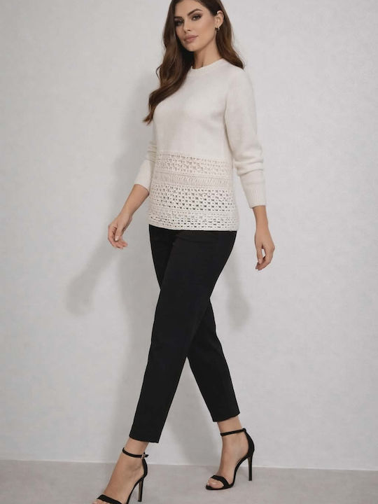 Bluza Damă Pulover Mânecă Lungă Ecru