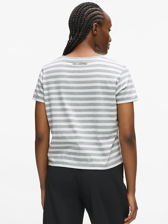 Women's Crop T-shirt Striped Gray