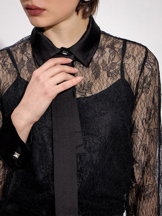 Langärmelig Damen Hemd Black