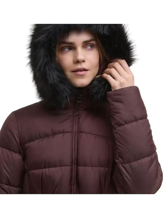 Γυναικείο Puffer Μπουφάν για Χειμώνα Red Velvet
