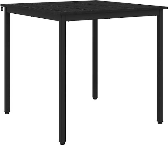 Table Dining Room Wooden with Metal Frame Black 80x80x75cm