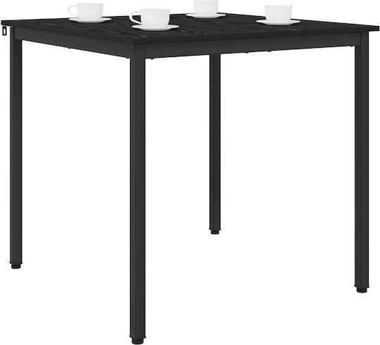 Table Dining Room Wooden with Metal Frame Black 80x80x75cm